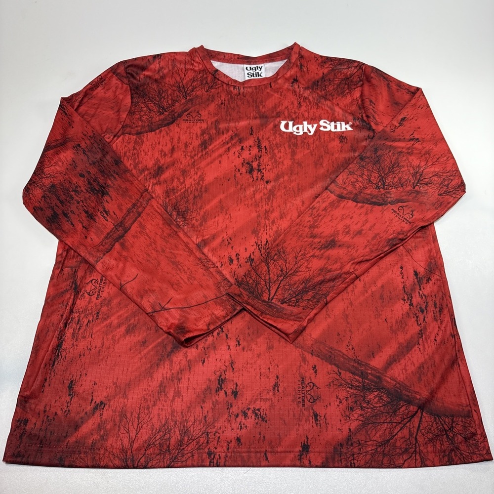 Ugly Stik RealTree‎ Fishing Shirt Men's Long Sleeve Fishing Gear Red Hunting